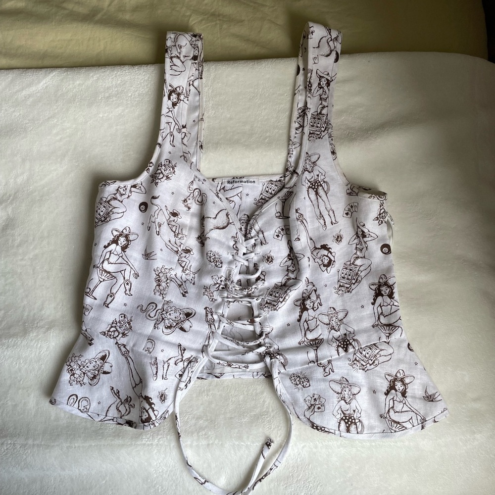 Reformation Western Pinup Pattern Top
